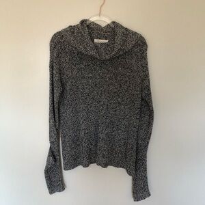 Vince Camuto Marled Cowl Neck Sweater Black White Small Cut Outs